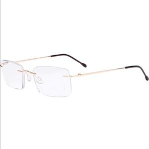 New Frameless Reading Glasses Rectangle Rimless Reader Eyeglasses Gold +0.50